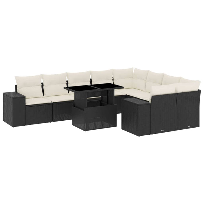 Set canapele de grădină cu perne, 10 piese, negru, poliratan - WALTI WALTI