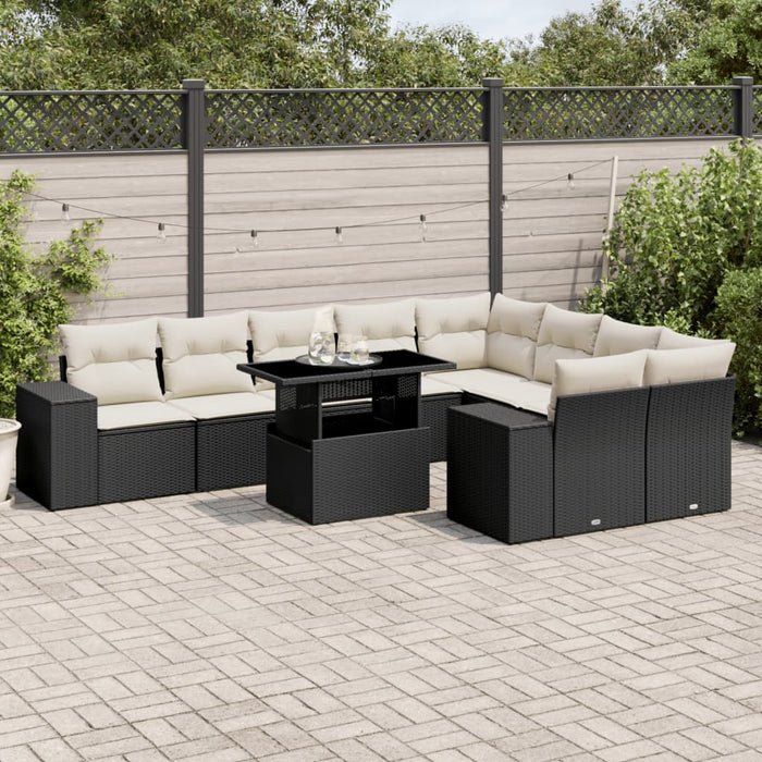 Set canapele de grădină cu perne, 10 piese, negru, poliratan - WALTI WALTI