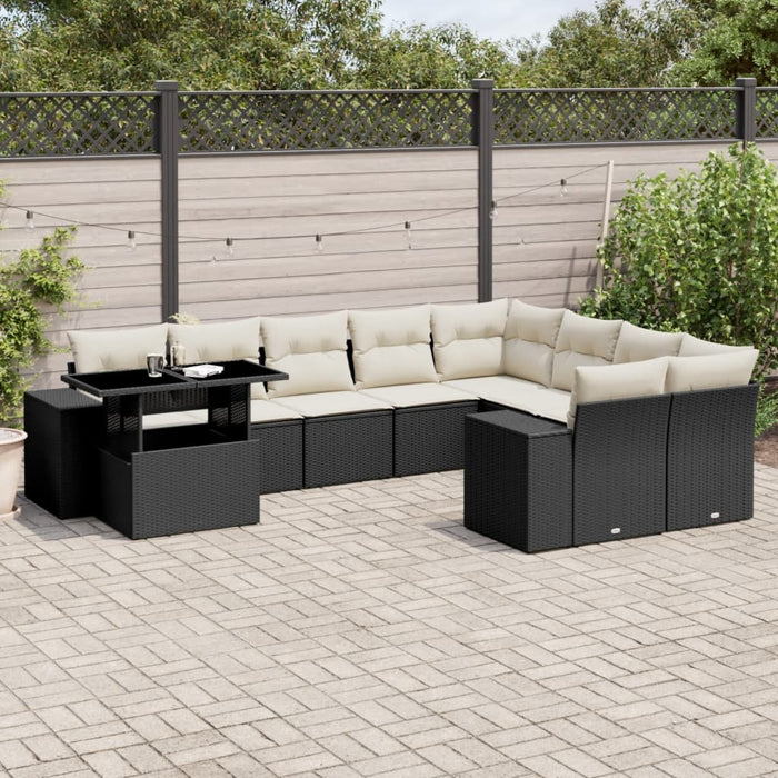 Set canapele de grădină cu perne, 10 piese, negru, poliratan - WALTI WALTI