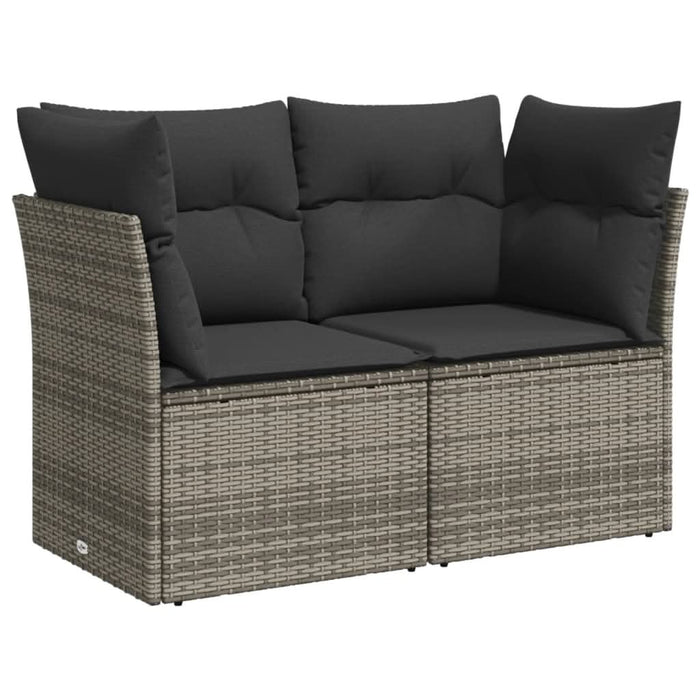 Set mobilier de grădină cu perne, 10 piese, gri, poliratan - WALTI WALTI