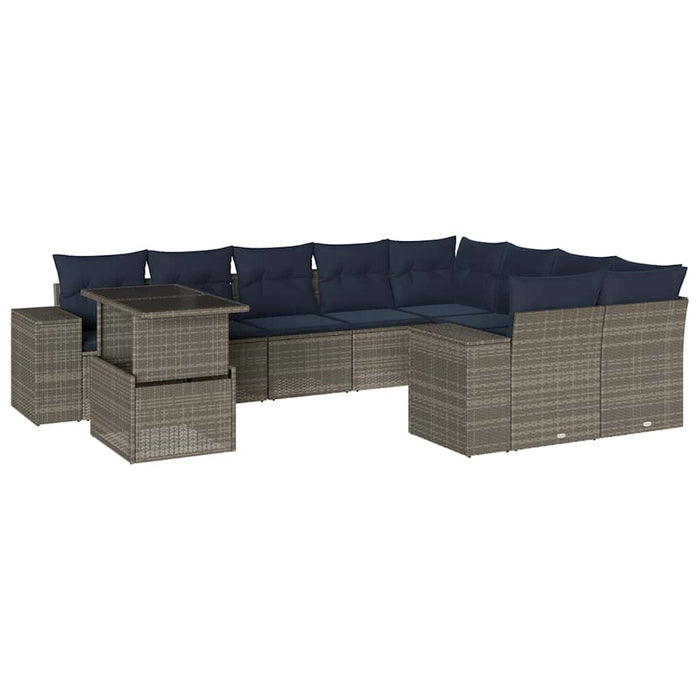 Set canapele de grădină cu 10 piese și perne, gri, poliratan - WALTI WALTI