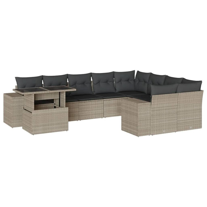Set canapele de grădină cu perne 10 piese gri deschis poliratan - WALTI WALTI