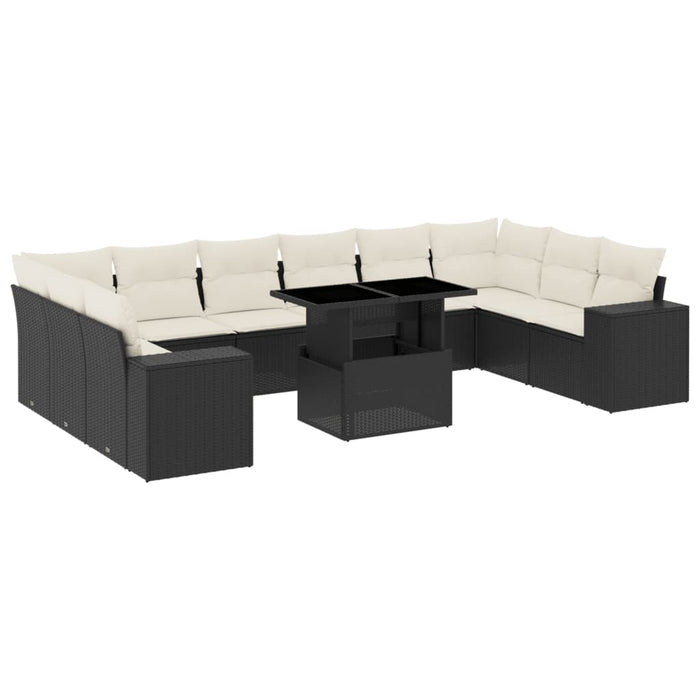 Set canapele de grădină cu perne, 11 piese, negru, poliratan - WALTI WALTI