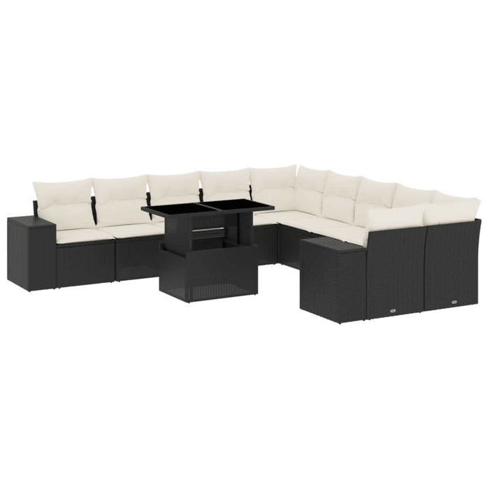 Set canapele de grădină cu perne, 11 piese, negru, poliratan - WALTI WALTI