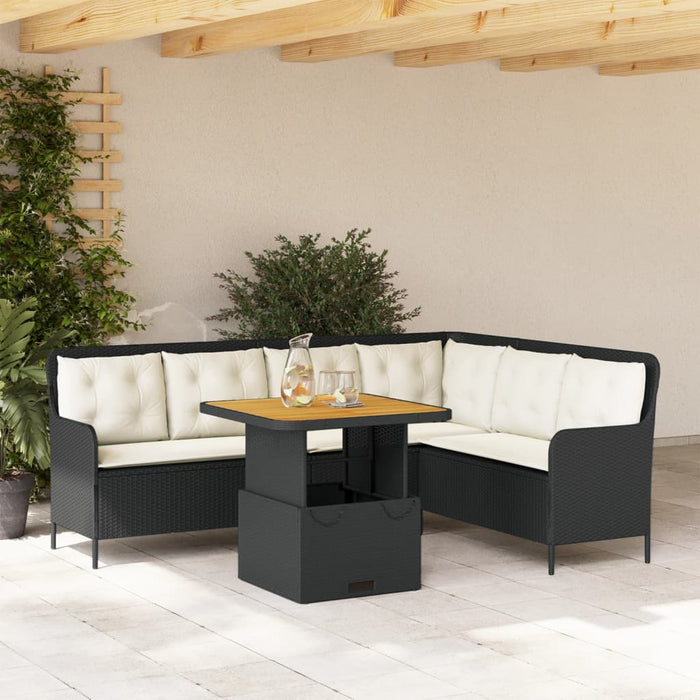 Set canapele de grădină cu perne, 2 piese, negru, poliratan - WALTI WALTI
