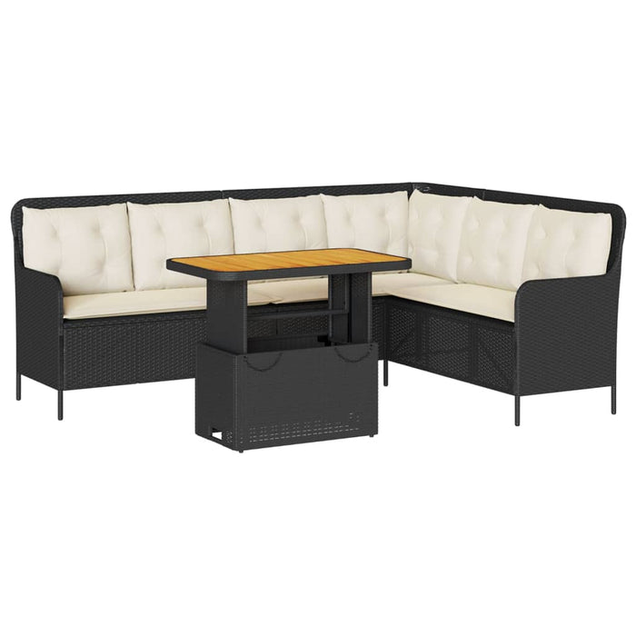 Set canapele de grădină cu perne, 2 piese, negru, poliratan WALTI