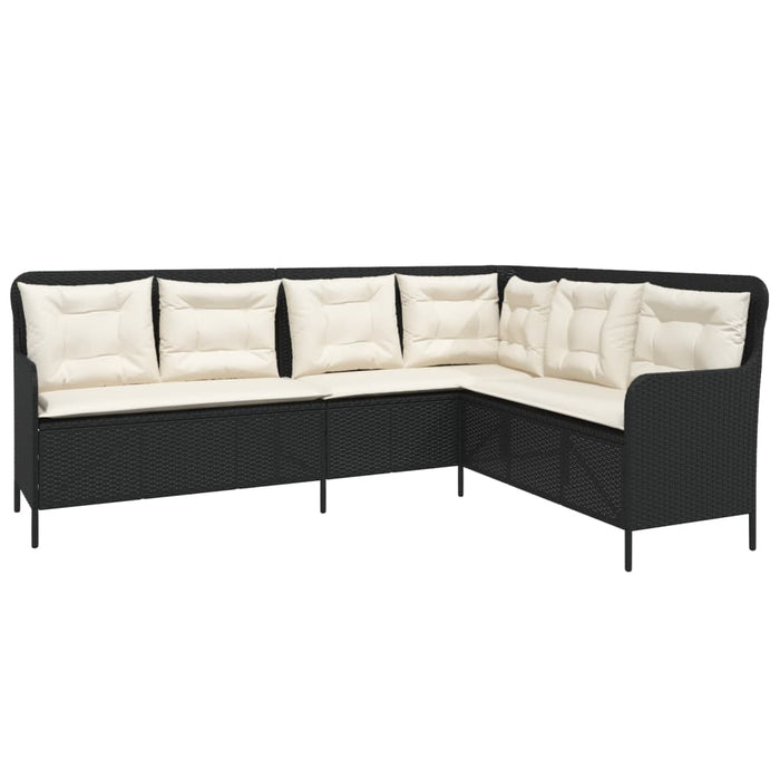 Set canapele de grădină cu perne, 2 piese, negru, poliratan WALTI