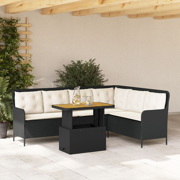 Set canapele de grădină cu perne, 2 piese, negru, poliratan WALTI
