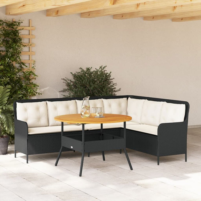 Set canapele de grădină cu perne, 2 piese, negru, poliratan - WALTI WALTI