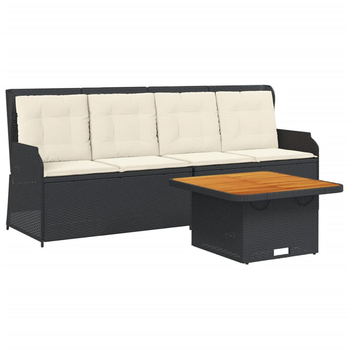 Set mobilier de grădină cu perne, 3 piese, negru, poliratan - WALTI WALTI