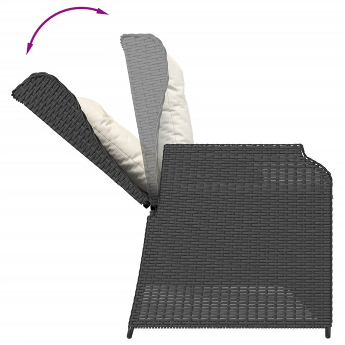 Set mobilier de grădină cu perne, 3 piese, negru, poliratan - WALTI WALTI
