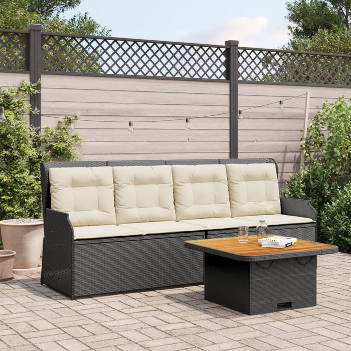 Set mobilier de grădină cu perne, 3 piese, negru, poliratan - WALTI WALTI