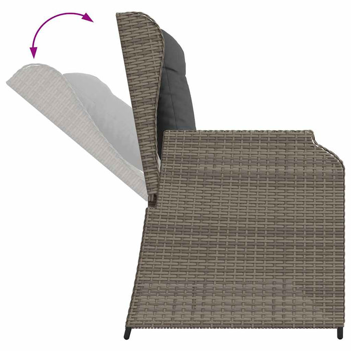 Set mobilier de grădină cu perne, 3 piese, gri, poliratan - WALTI WALTI