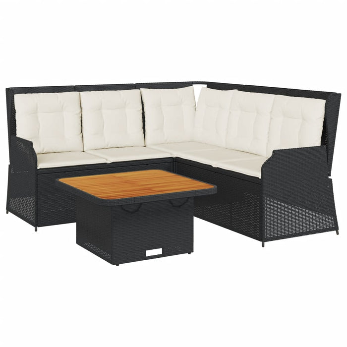 Set mobilier relaxare grădină 4 piese cu perne poliratan negru - WALTI WALTI