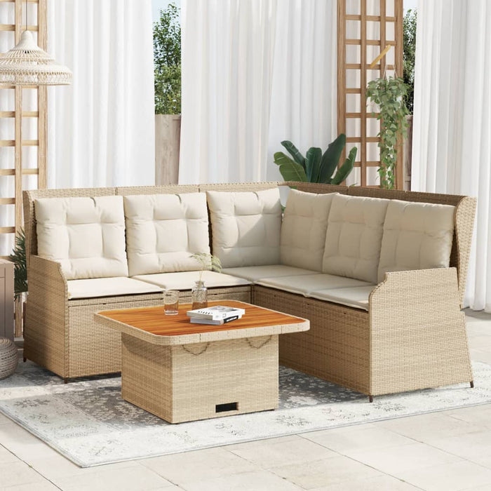 Set mobilier de grădină cu perne, 4 piese, bej, poliratan - WALTI WALTI