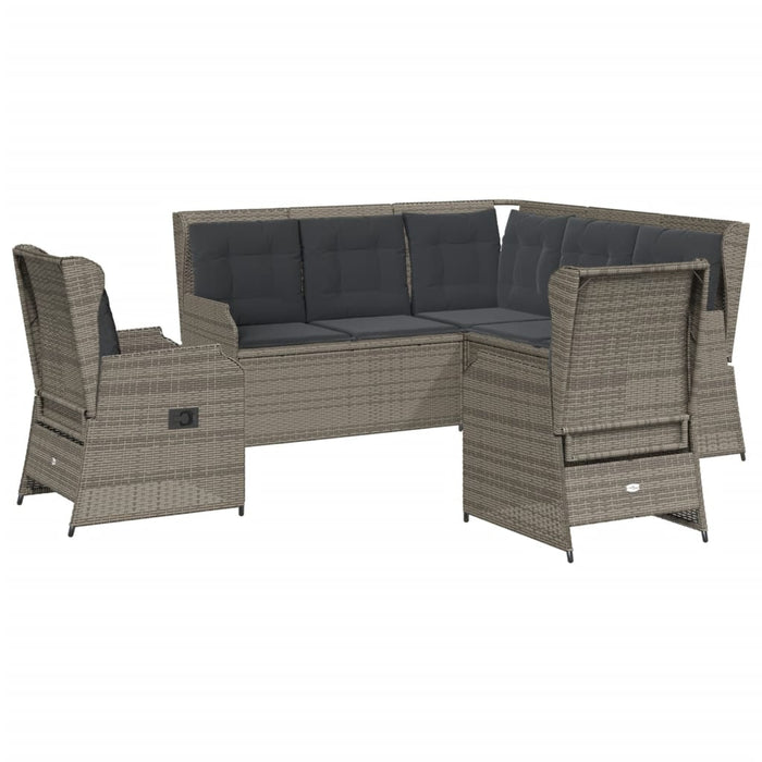 Set mobilier de grădină cu perne, 5 piese, gri, poliratan WALTI