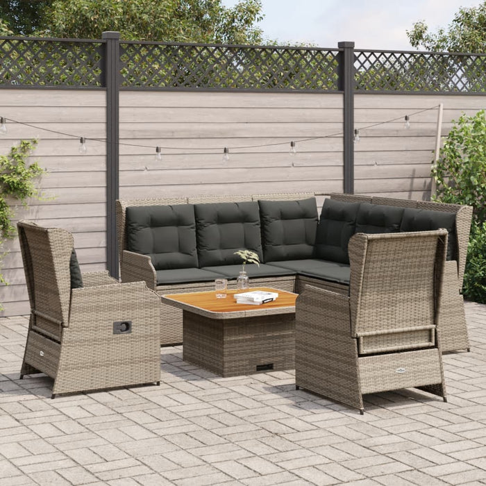 Set mobilier de grădină cu perne, 5 piese, gri, poliratan WALTI