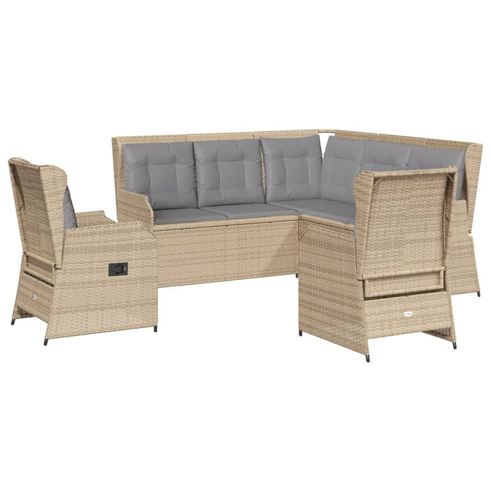 Set mobilier de grădină cu perne, 5 piese, bej, poliratan WALTI