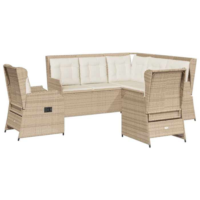 Set mobilier de grădină cu perne, 5 piese, bej, poliratan WALTI