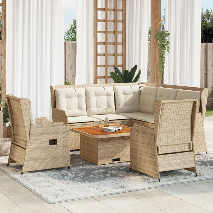 Set mobilier de grădină cu perne, 5 piese, bej, poliratan WALTI