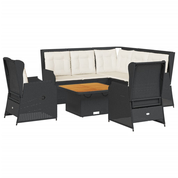 Set mobilier de grădină cu perne, 6 piese, negru, poliratan - WALTI WALTI