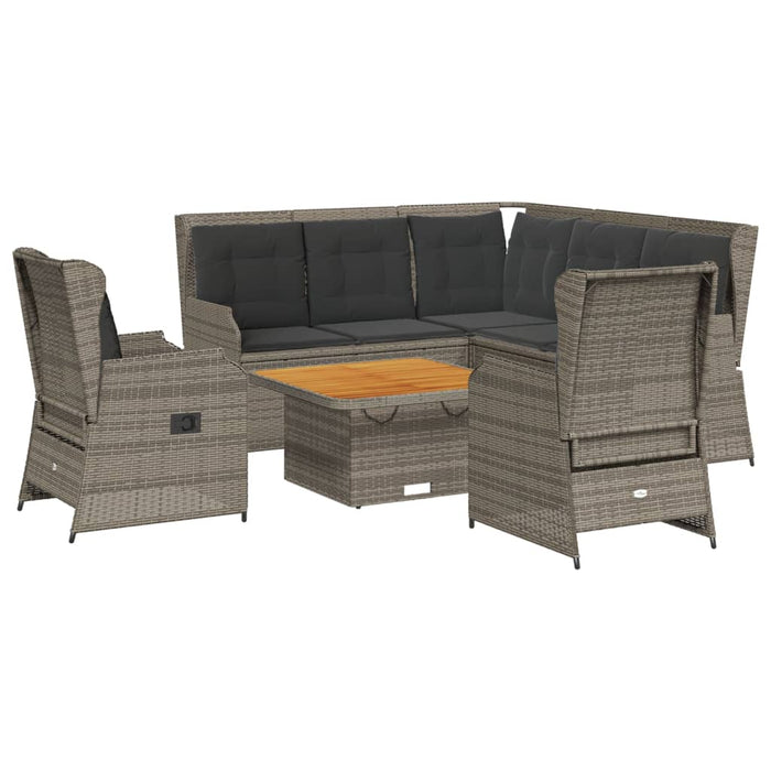 Set mobilier de grădină cu perne, 6 piese, gri, poliratan WALTI