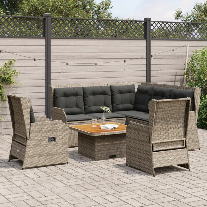 Set mobilier de grădină cu perne, 6 piese, gri, poliratan WALTI