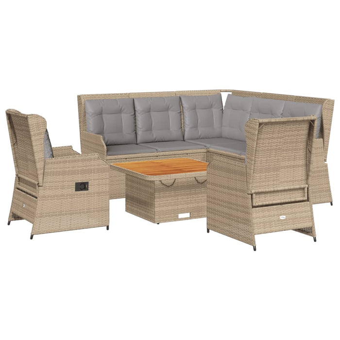 Set mobilier de grădină cu perne, 6 piese, bej, poliratan WALTI