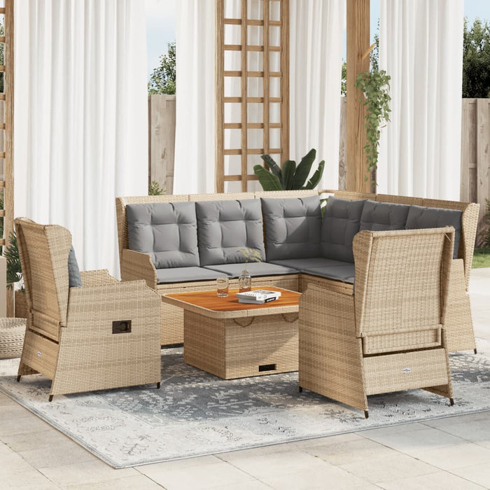 Set mobilier de grădină cu perne, 6 piese, bej, poliratan WALTI