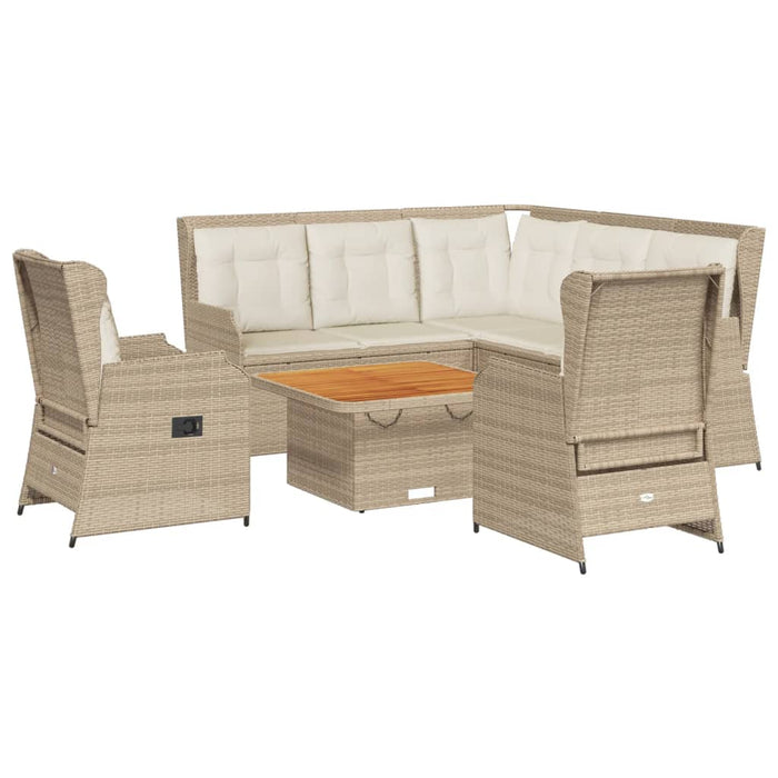 Set mobilier de grădină cu perne, 6 piese, bej, poliratan WALTI