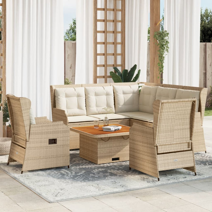 Set mobilier de grădină cu perne, 6 piese, bej, poliratan WALTI