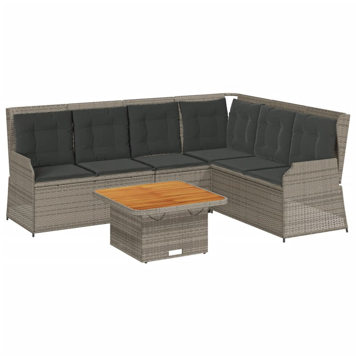 Set mobilier de grădină cu perne, 5 piese, gri, poliratan - WALTI WALTI
