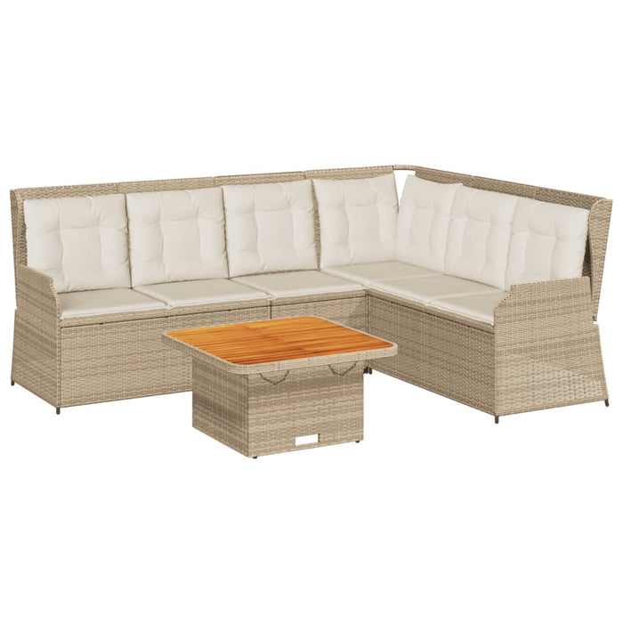 Set mobilier de grădină cu perne, 5 piese, bej, poliratan WALTI