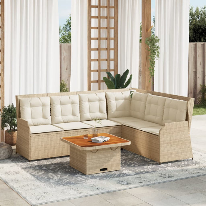 Set mobilier de grădină cu perne, 5 piese, bej, poliratan WALTI