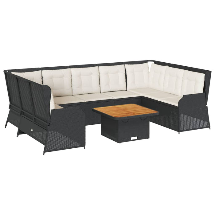 Set mobilier de grădină cu perne, 7 piese, negru, poliratan - WALTI WALTI