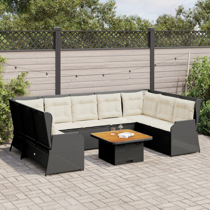 Set mobilier de grădină cu perne, 7 piese, negru, poliratan - WALTI WALTI