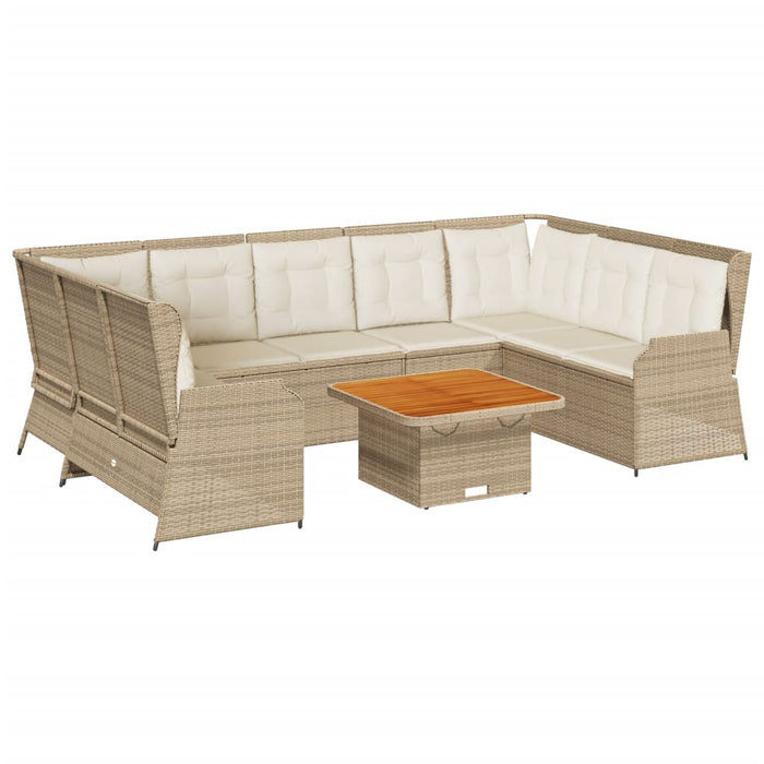 Set mobilier de grădină, 7 piese, cu perne, bej, poliratan - WALTI WALTI