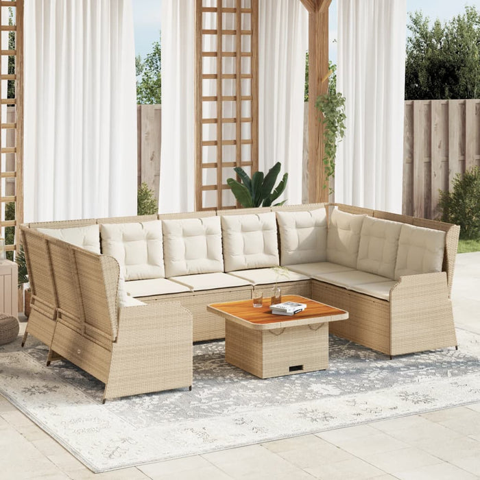 Set mobilier de grădină, 7 piese, cu perne, bej, poliratan - WALTI WALTI
