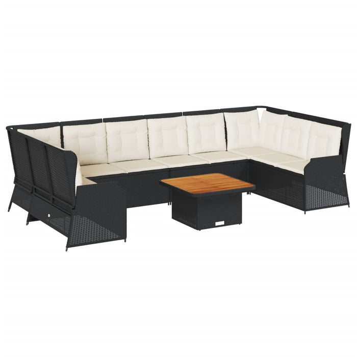 Set mobilier de grădină cu perne, 7 piese, negru, poliratan - WALTI WALTI