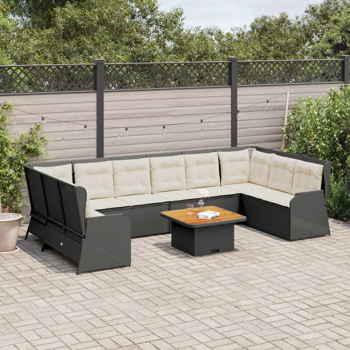 Set mobilier de grădină cu perne, 7 piese, negru, poliratan - WALTI WALTI