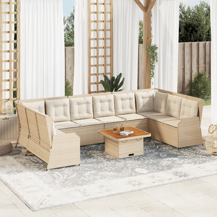 Set mobilier de grădină, 7 piese, cu perne, bej, poliratan - WALTI WALTI
