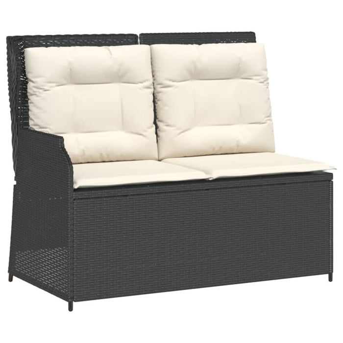 Set mobilier de grădină cu perne, 3 piese, negru, poliratan - WALTI WALTI