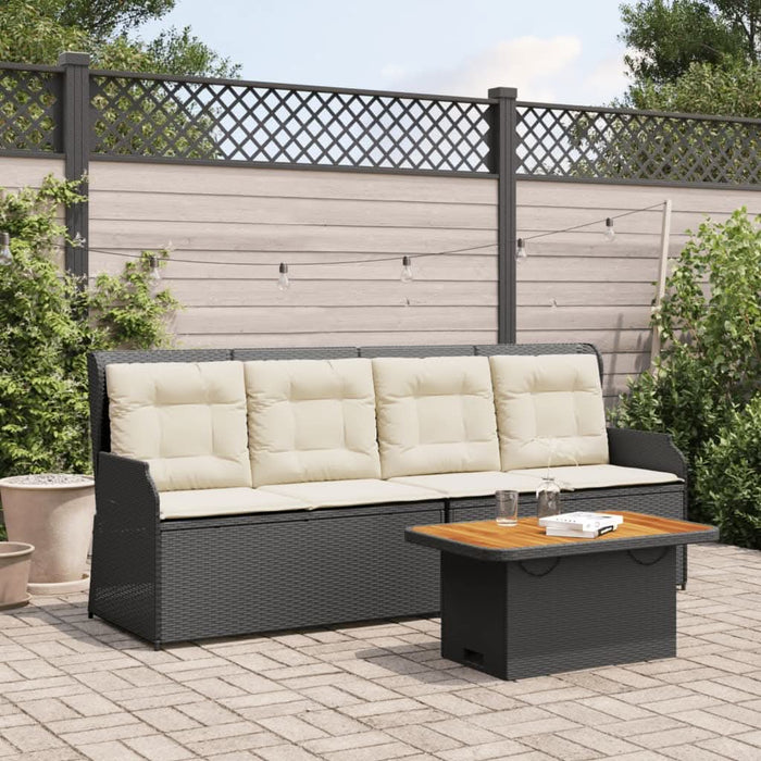 Set mobilier de grădină cu perne, 3 piese, negru, poliratan - WALTI WALTI