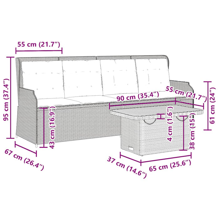 Set mobilier de grădină cu perne, 3 piese, bej, poliratan - WALTI WALTI