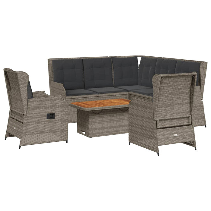 Set mobilier de grădină cu perne, 6 piese, gri, poliratan WALTI