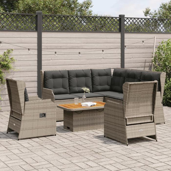 Set mobilier de grădină cu perne, 6 piese, gri, poliratan WALTI
