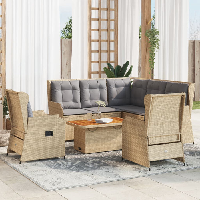 Set mobilier de grădină cu perne, 6 piese, bej, poliratan WALTI