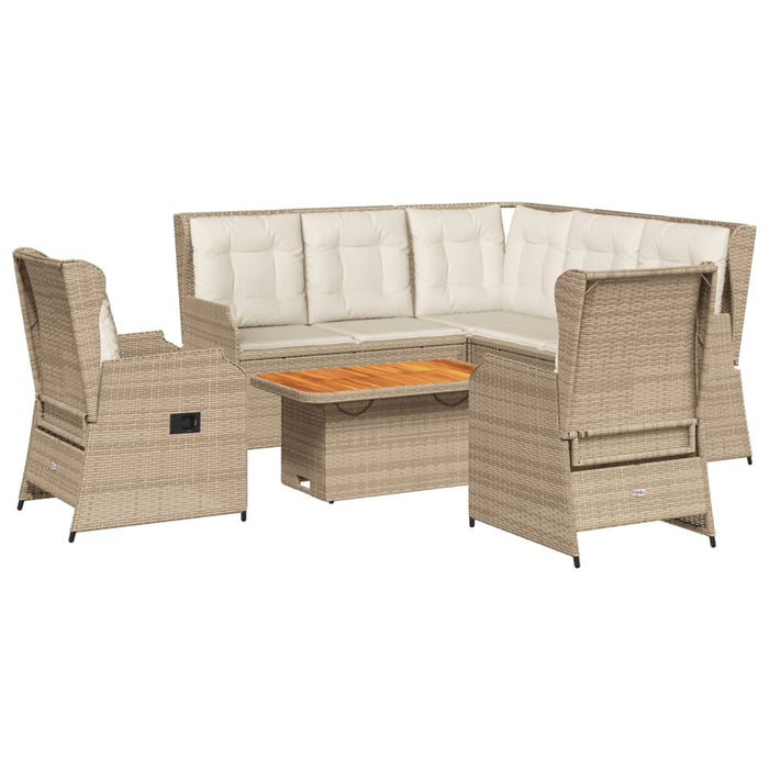 Set mobilier de grădină cu perne, 6 piese, bej, poliratan WALTI