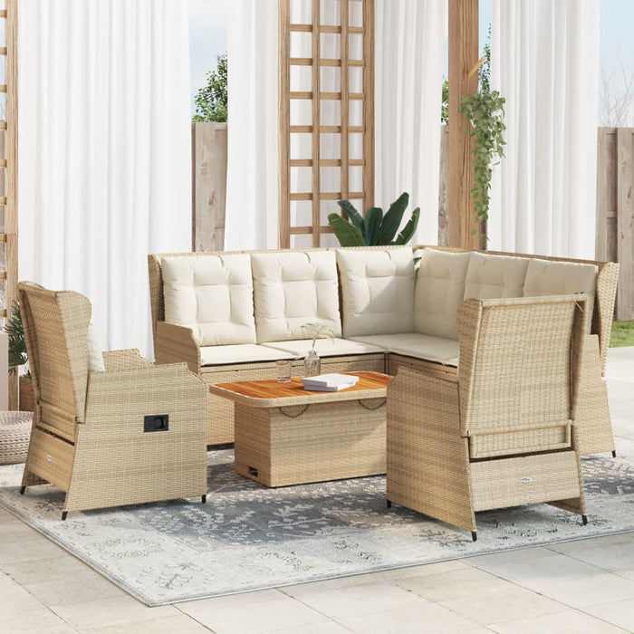 Set mobilier de grădină cu perne, 6 piese, bej, poliratan WALTI