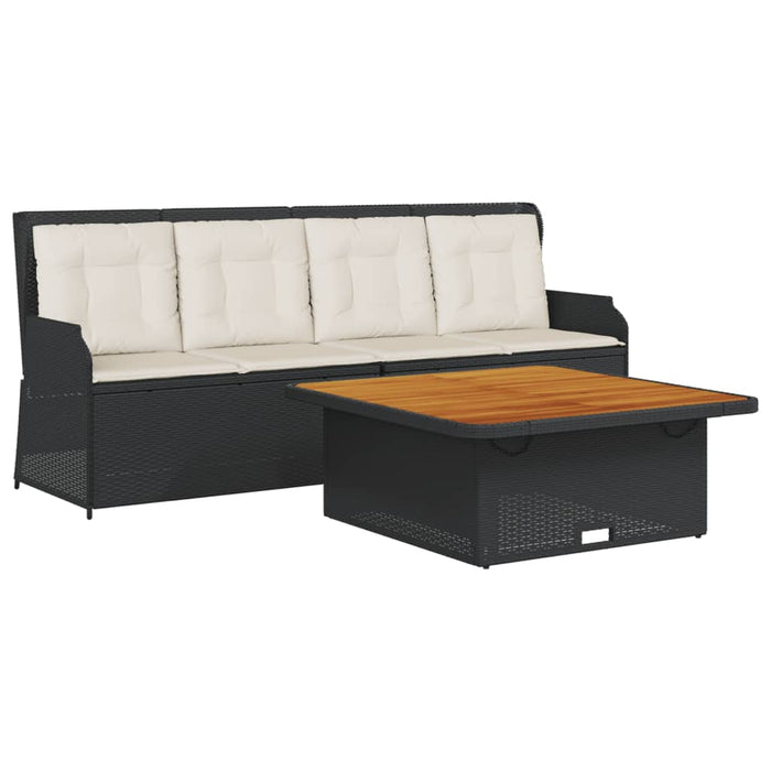 Set mobilier de grădină cu perne, 3 piese, negru, poliratan - WALTI WALTI